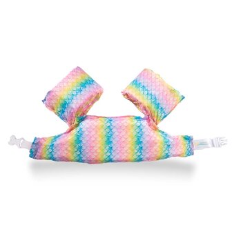 10 HappySwimmer - Puddle jumper zwembandjes/zwemvest voor peuters en kleuters met Regenboog print
