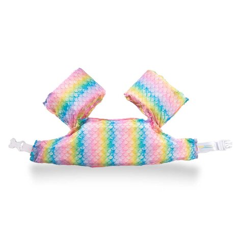 10 HappySwimmer - Puddle jumper zwembandjes/zwemvest voor peuters en kleuters met Regenboog print